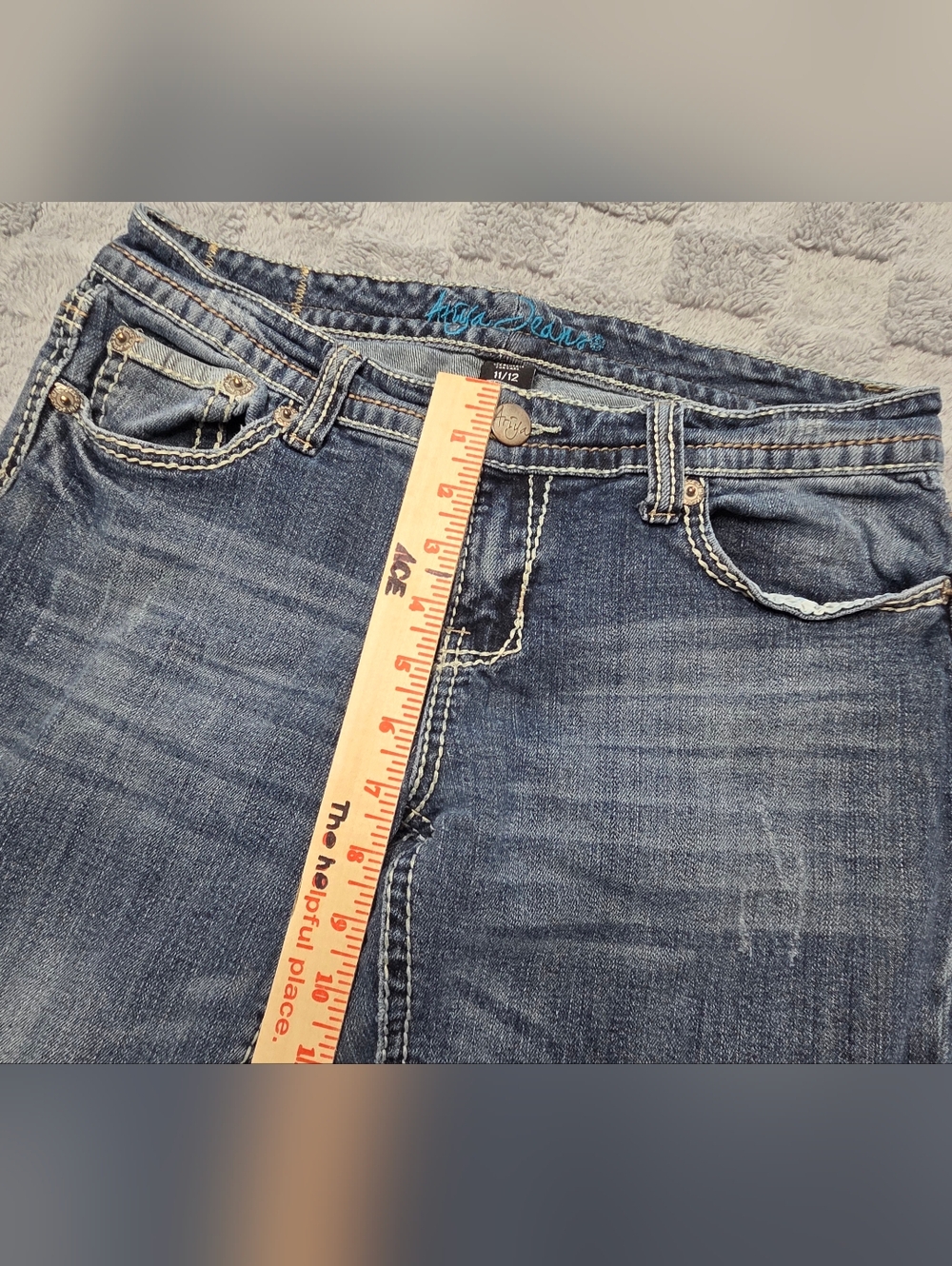Ariya Jeans Women's Size 11/12 Blue Mid Rise Bootcut Stretch Denim Western Y2K - Picture 4 of 13